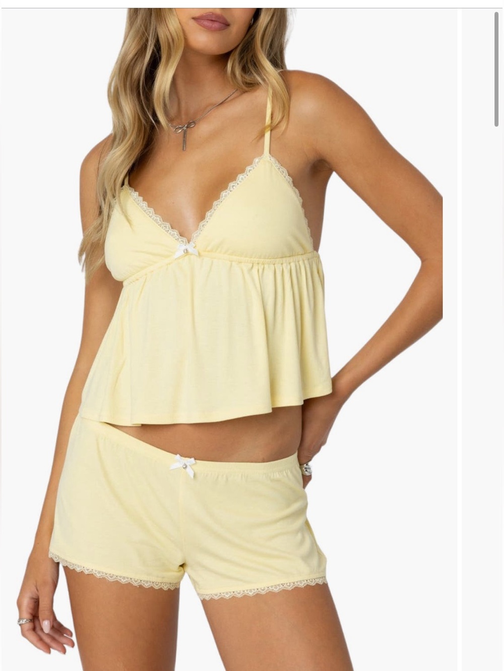 Edikted lace cami set size small yellow baby doll pajama set excellent condition